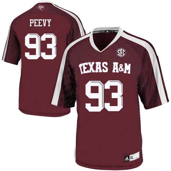 Men #93 Jayden Peevy Texas A&M Aggies College Football Jerseys Sale-Maroon